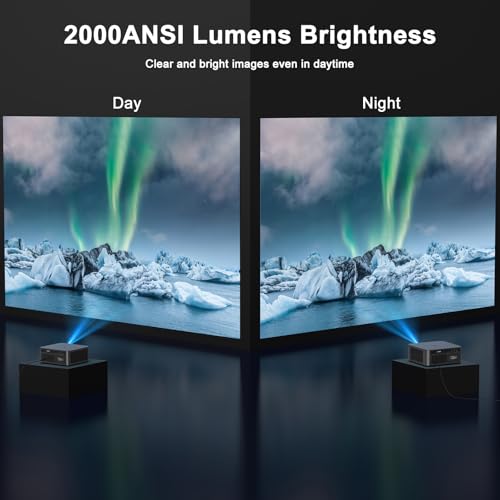 Image of 2000 ANSI Lumens Outdoor Projector with Built-in Streaming Apps, HAPPRUN 4K Decoding Movie Home Theater with Auto Focus, Dolby Audio, Wi-Fi Bluetooth, Compatible with Phone & PC, Indoor & Outdoor Use