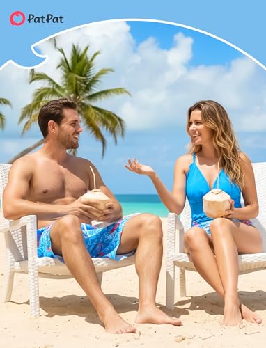 Image of PATPAT Mommy and Me Matching Swimsuit：One Piece V Neck Bathing Suits Leaves Printed Family Swimwear Matching Set