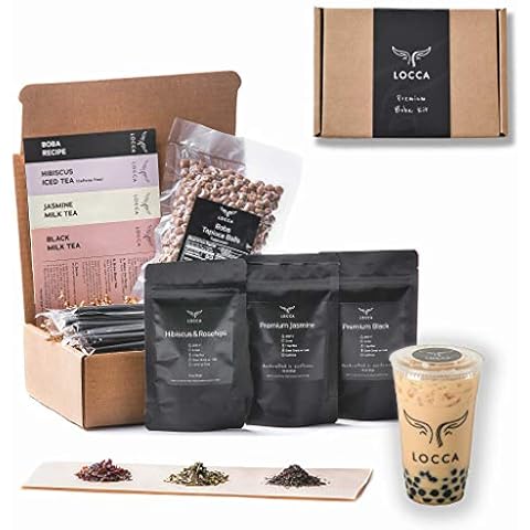 Locca Hibiscus Boba Tea Kit | 24+ Boba Drinks Premium Hibiscus Rosehips, Jasmine, Black Tea | Premium Loose Leaf Teas | DIY Kit for Hibiscus Milk Tea Kit Cover