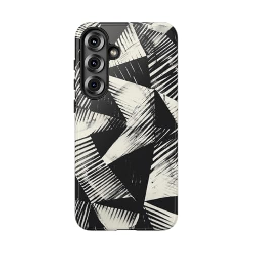 Coque Samsung Galaxy S25 Plus rigide brillante géométrique noir et blanc