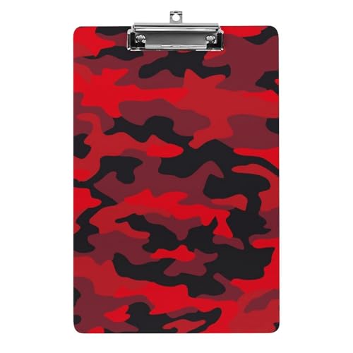 Planchette à pince A4 camouflage rouge pour bureau et classe