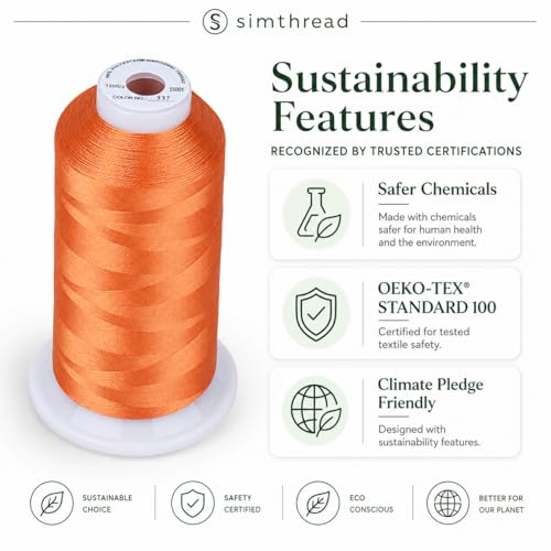 Image of Simthread Embroidery Thread 5500 Yards Reddish Brown 337, 40wt 100% Polyester for Brother, Babylock, Janome, Singer, Pfaff, Husqvarna, Bernina Machine | 5000M 40WT polyester thread feeds smoothly for machine embroidery, monograms, logos, patches and quilting.