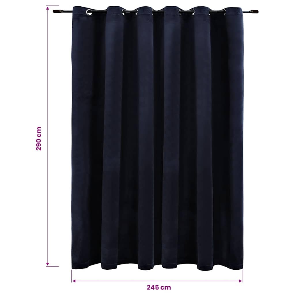 vidaXL Vorhang Verdunkelung mit Metallösen Verdunkelungsvorhang Kräuselband Ösen Schlaufe Thermo Gardine Blickdicht Samt Schwarz 290x245cm