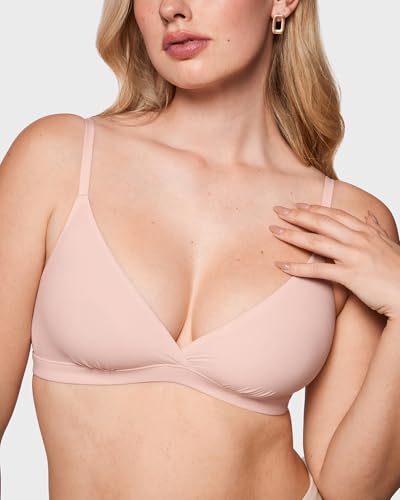 Image of INLYRIC Women's Inbarely Triangle Bralette Comfortable Unlined V Neck Wireless Smoothing Bra Top Stretch