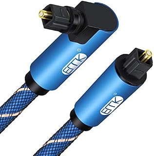 Right Angle Optical Cable, EMK 90 Degree Rotatable TOSLINK Plug Fiber Optic Cord for Blu-Ray Player, Soundbar, HDTV, PS3/PS4, Xbox and More (1M, Black)