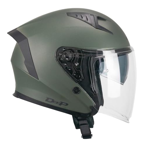 CGM Casco open face, 127A DEEP MONO Verde opaco, M (57-58cm)