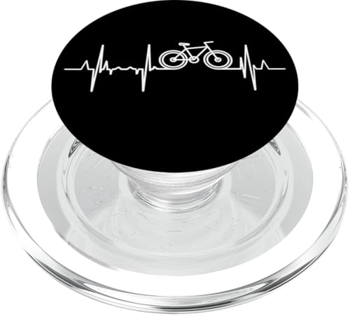 Ciclista latido del corazón bicicleta corazón línea carreras PopSockets PopGrip para MagSafe