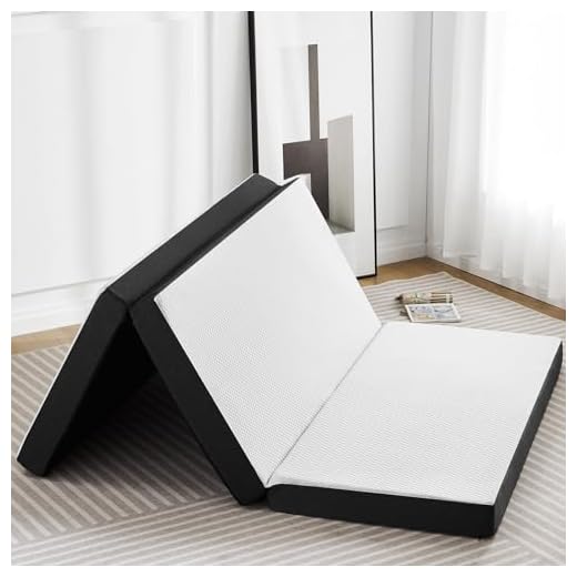 Sweetcrispy Folding Mattress, 3 inch Tri-fold Memory Foam Mattress Topper for Camping, Foldable Mattress Topper with Washable Cover, Guest - Full Size, White