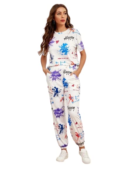 Image of GRECIILOOKS Women Co Ord Set for Women | Co Ord Set for Women Stylish |Printed Lycra Co Ord Set for Women | Travel Co Ord Set for Women | Half Sleeve