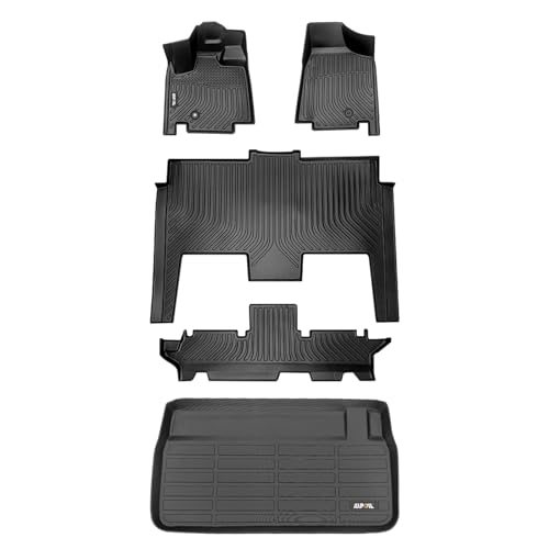 AIPOIL Floor Mats & Cargo Liner Set for 2011-2021 Dodge Grand Caravan 7 Seat All Weather Protection TPE Anti-Slip Automotive Full Set Custom Car Mats Accessories - Black