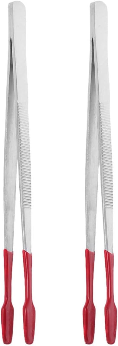 Angoily 2Pcs Stainless Steel Stamp Tweezers with Rubber Coated Tips Flat Tip Collecting Tools for Stamps Coins and Stickers Essential Crafting Tweezers for Precision Handling and Safe