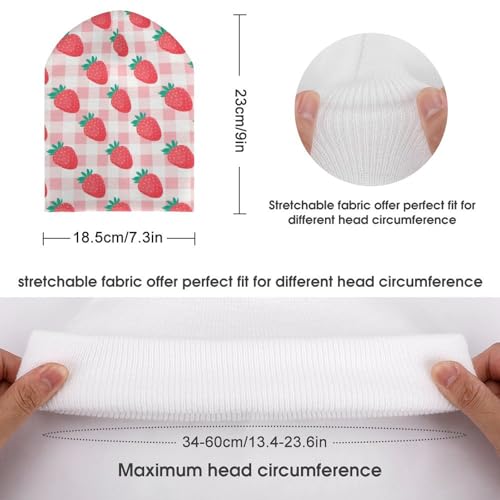 Plaid Strawberry Kids Beanie Hat for for Girls Boys Children Cap Winter Knitted Chemo Cancer Headwear Accessories Gifts Decoration2
