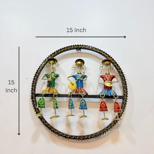 Image of Framing Hub - Handcrafted Metal Wall Art Musician Doll Frame for Home Decor | Traditional Tribal Musical Wall Hanging for Living Room, Office & Hall