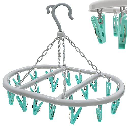 pegs it Oval Sock Dryer with 20 Pcs Clothes Pegs Sock Hanger for Washing Line Quick and Efficient Drying Sock Dryer with pegs Lightweight & Rust-Proof | Aqua Blue & Grey