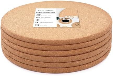 Cork Trivet, 6 Pcs High Density Thick Cork Trivets for Hot Dishes...
