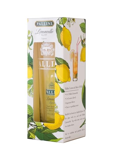 Pallini Limoncello - 50 ml + bicchiere: nato dall’infusione del pregiato 'Limone Costa D'Amalfi IGP' raccolto a mano a Vietri sul Mare, Amalfi – Senza glutine, pesticidi, OGM - 26% ABV.