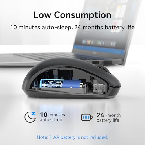 Image of TECKNET 2.4GHz White Wireless Mouse,Suitable for Small to Medium Hands | Laptop Mouse 3 Adjustable DPI Office Cordless USB Mice with Receiver,Compact & Easy to Carry Quiet Clicking