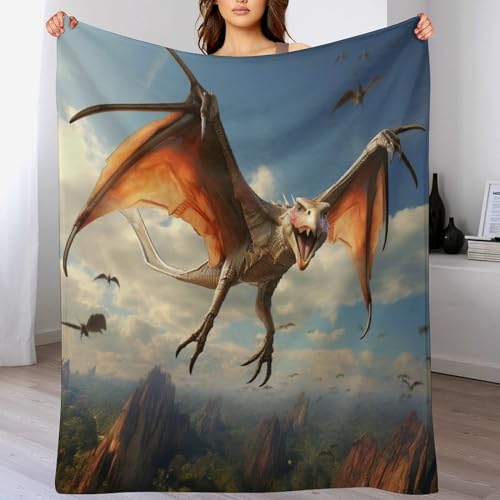 Couverture ptérosaure haut de gamme en flanelle avec impression 3D durable - 2