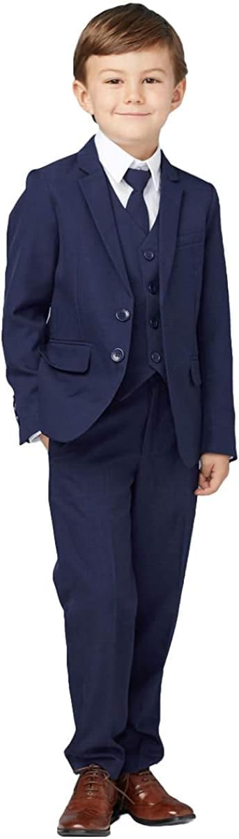 iGirlDress Boys Slim Fit 5-Piece Formal Suit Set with Matching Neck Tie