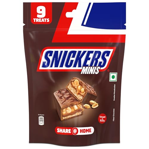 Image of Snickers Minis, Diwali Gift Pack, with Crunchy Peanuts, Nougat & Caramel, 9 Minis per Pouch, 103.5g, Pack of 4