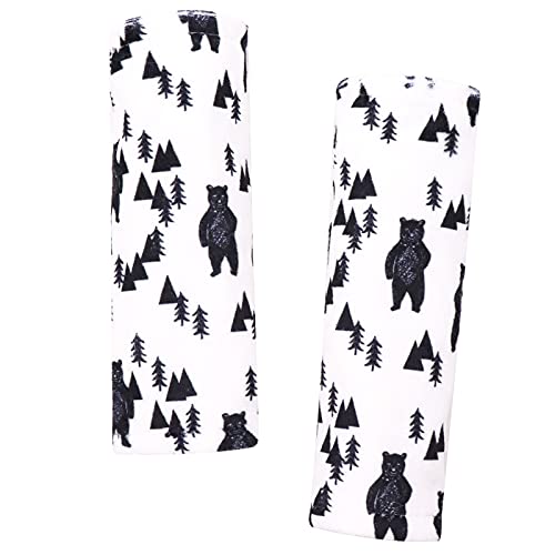 Image of Baby Car Seat Belt Covers, Bear Car Seat Strap Covers for Boys, Fleece Stroller Strap Cover for Kids, Soft Car Seat Neck Cover, Newborn Car Seat Straps Shoulder Protectors, 2 Pack