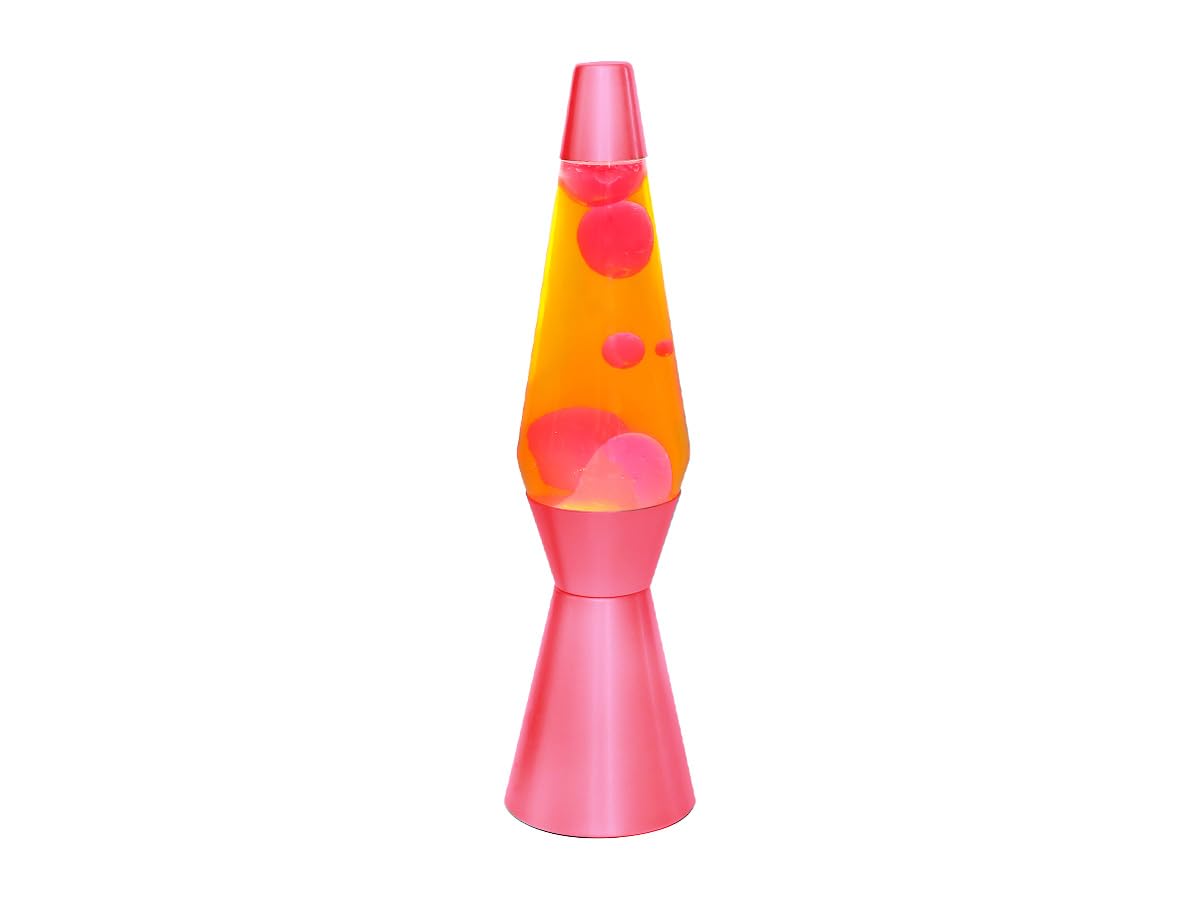 I-TOTAL Farbige Lava-Lampe Spaceship – Hypnotischer Blaseneffekt, Flüssiges Wachs, Dekorative Lampe (ROTER SOCKEL GELBER FLUSSIGKEIT ROTEM WACHS)