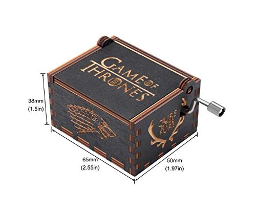 Cuzit Game of Thrones Spieluhr aus Holz, graviert, Handkurbel, Musikspielzeug, Winter is coming Melodie tolles Geschenk für GOT-Fans, Ehemann, Freund, Vater, Mann, Schwarz, Valentinstagsgeschenk