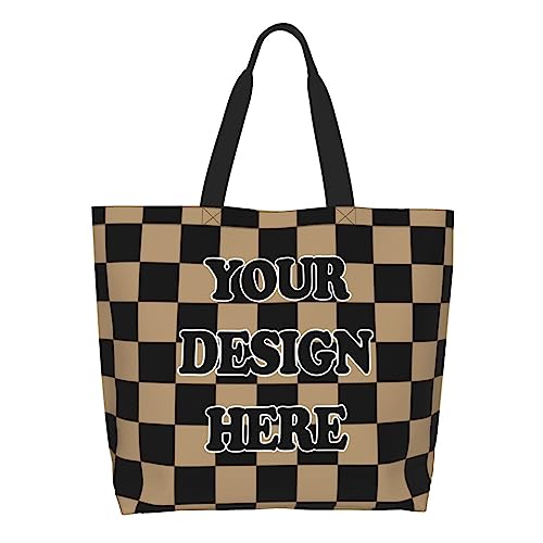 Abybela Custom Tote Bags with Team Logo Text Picture for Women Personalized Shopping Handmade Totes