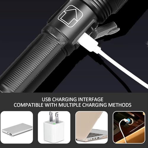 Image of Azelf Strong Flashlight Type-C Charging Long Battery Life Outdoor Zoom Long-Range Multifunctional Waterproof Aluminum Alloy Lighting lamp