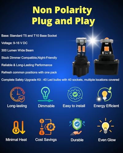 Image of WLJH 40-Pack Pink T5 T10 LED Bulb with Socket, Polarity-Free, Dimmable | 4014 SMD, 300lm, Direct Replacement for Dash Gauge Cluster, Dome Map, License Plate Lights, Fits 74 2721 194 168