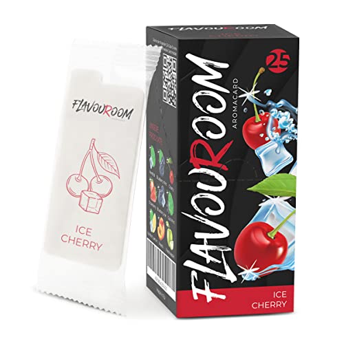 Flavouroom - Premium Set de 25 Cartes Cerise glacée | Carte cerise pour une saveur inoubliable | avec boîte pour le rangement de la carte aromatique Cherry Ice Cover