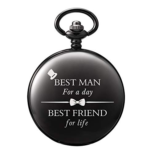 Image of TREEWETO Personalized Pocket Watch for Groomsmen Best Man Custom Engraved Pocket Watches Proposal Gift for Man Wedding Gifts, Groomsman Gifts for Men