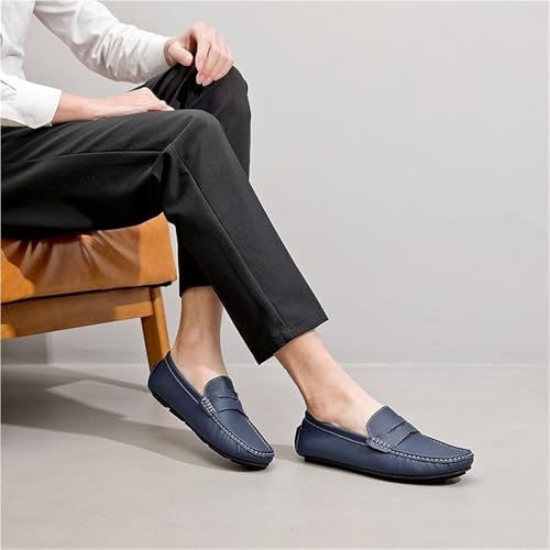 Mens Nubuck Leather Driving Comfortable Outdoor Casual Loafers Slip On Round Toe Flat Heel Flexible Shoes3