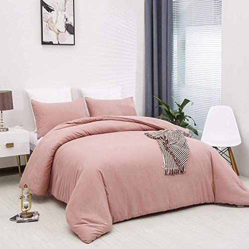 Image of KAREVER Blush Pink Comforter Set Women Full Size Bedding Quilt Set Girls 3 PCs Bed Set Durable Breathable Blanket