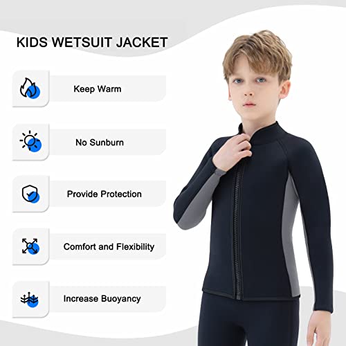 Chaqueta y pantalones de neopreno para niños de 3mm para natación, surf, buceo, snorkel y deportes acuáticos miniatura 3