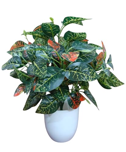 Image of Artificial Money Plant /Tree with Pot, Green-Red | Natural Looking, Ornamental Plant, Interior Decor, Home /Shop /Office Decor