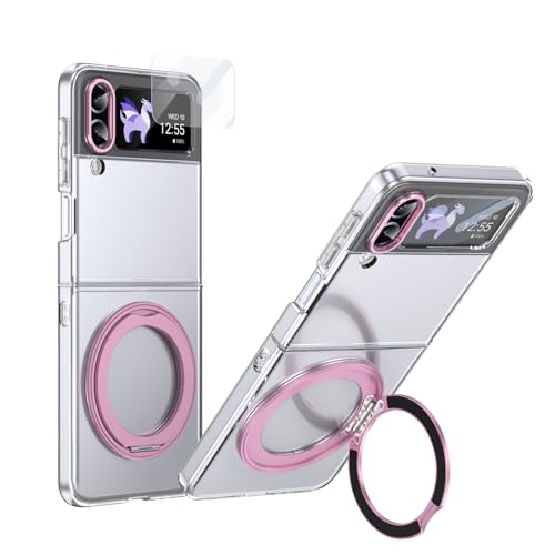 Coque antichoc Galaxy Z Flip 4 rose avec bague anti-chute