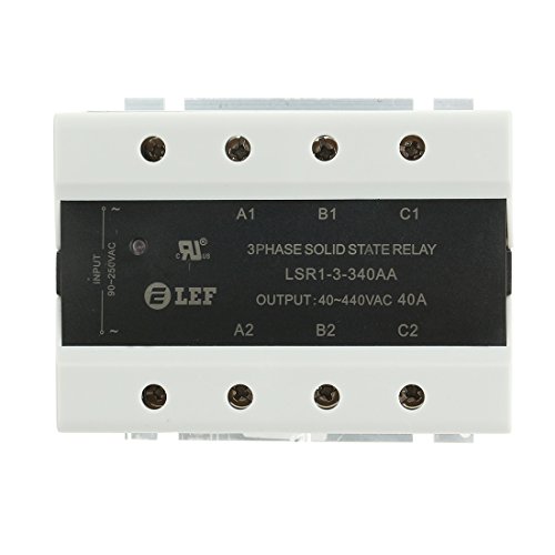 Uxcell Ac-Ac Relay 40A 90-250Vac To 40-440Vac Thermal Compound 3 Phase Solid State Relay + Heat Sink #TOP3