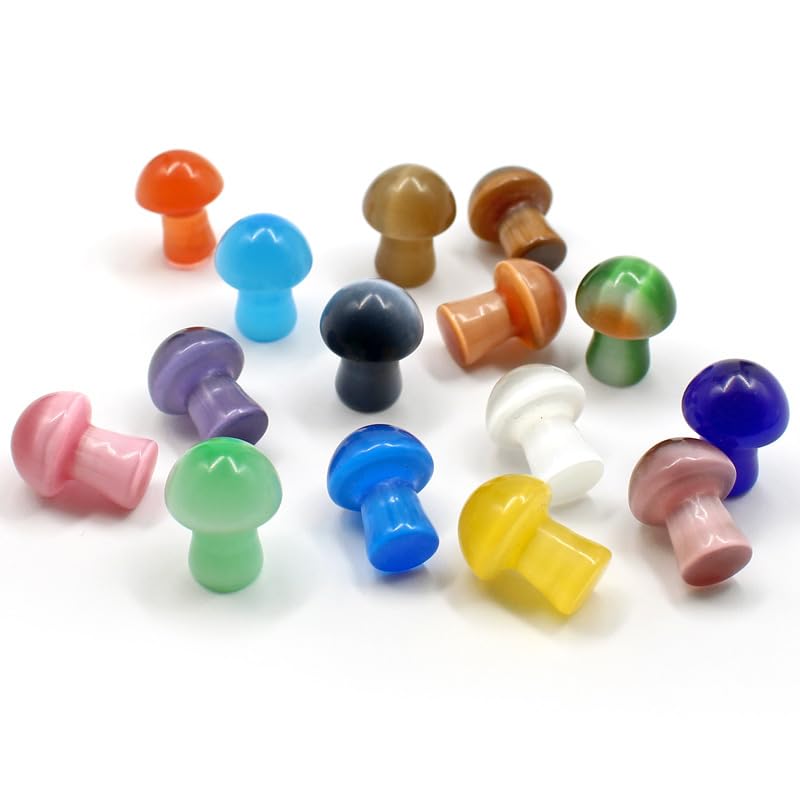 Namzi 10 Pieces of Natural Crystal Mushroom Ornament mini 2 * 1.5cm Small Mushroom Orange Crystal Stone Handicraft Desktop Ornament Decoration