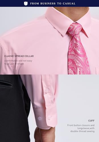 Image of HISDERN Mens Dress Shirt with Tie Pocket Square Set Classic Button Down Shirt Matching Tie Long Sleeve Shirts
