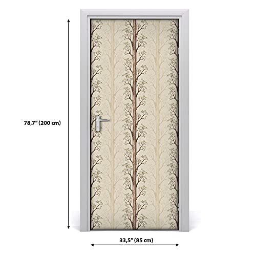 Autocollant de porte 85x200cm forêt de bouleaux pour décoration murale - 3
