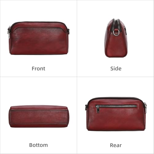 Iswee Leather Purses for Women Small Cossbody Bags Multi Pockets Shoulder Purse Vintage Satchel Bag Daily Travel Purses4