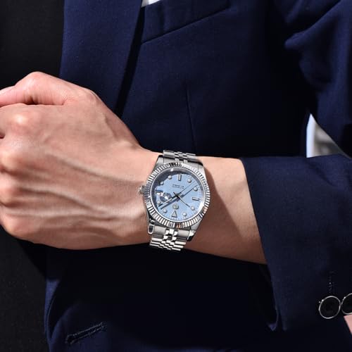 Image of RollsTimi Automatic Men's Watch, NH35A Movement, 40mm Stainless Steel Case Waterproof Wrist Watch for Men Luminous Hands & Day Display, Stylish for Business, Casual & Sports
