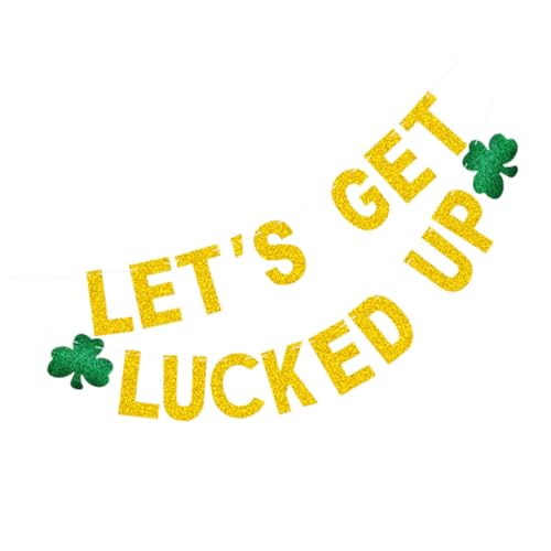 GARVALON Let’S Get Lucked Up Bandera Colgante de Papel para Decoración de Fiesta de San Patricio Pancarta Decorativa Creativa Ligera y Resistente Adorno Colgante para Carnaval y Eventos