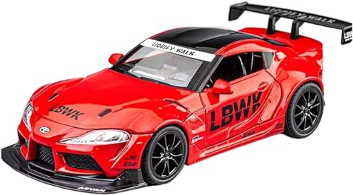 Image of 1 /22 Scale Big Toyota Supra GR LBWK Model Diecast Metal Pullback Toy car with Openable Doors & Light, Music Boys car for Kids Best Toys Gifts Toys for Kids-Black (Red)
