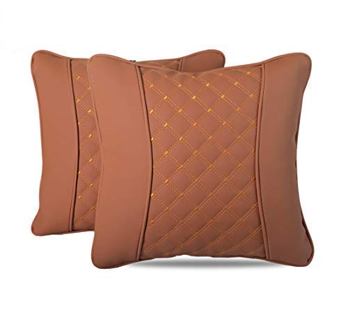 Autofurnish 7D Premium Universal Backrest Cushion (Hecta-6850) - Set of Two - Tan