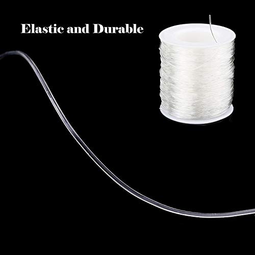 4 Rolls Clear Elastic Bracelet String, 0.8Mm & 1Mm, Tunan Crystal Stretchy Bead String Stretch Cord For Bracelets Beading Jewelry Making - Clear And Black (50/50/55/55 Yards) #TOP5