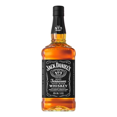 Jack Daniel's Old No. 7 Tennessee Whiskey, Whisky, 40% Vol., 1 Litro | Whisky americano premium, suave y con cuerpo, con notas de caramelo, vainilla y roble, ideal solo, con hielo o en cócteles.