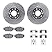 Dynamic Friction Company Front Brake Rotors-Drilled and Slotted-Silver with 5000 Euro Ceramic Brake Pads includes Hardware 7612-27021