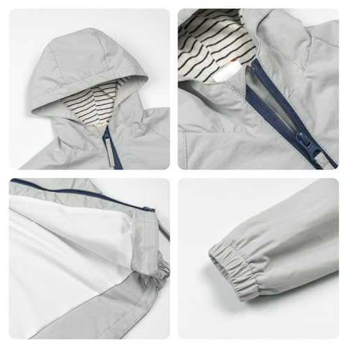 Image of Volunboy Toddler Boys Windbreaker Casual Outerwear Kids Lightweight Zip Hooded Jacket Baby Cute Dust Coat